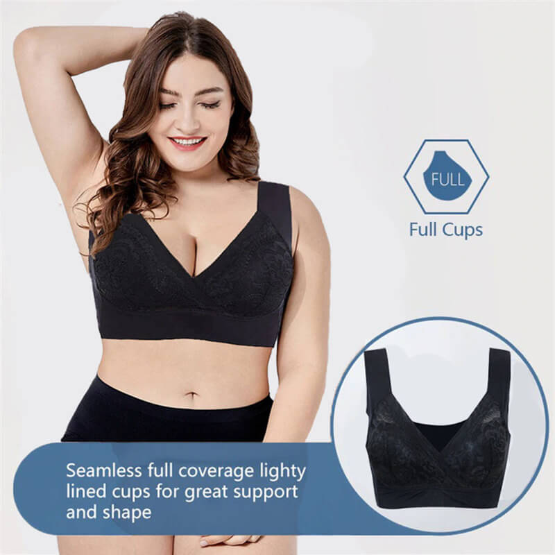rosy lift plus size comfort extra elastic wireless support lace bra 17