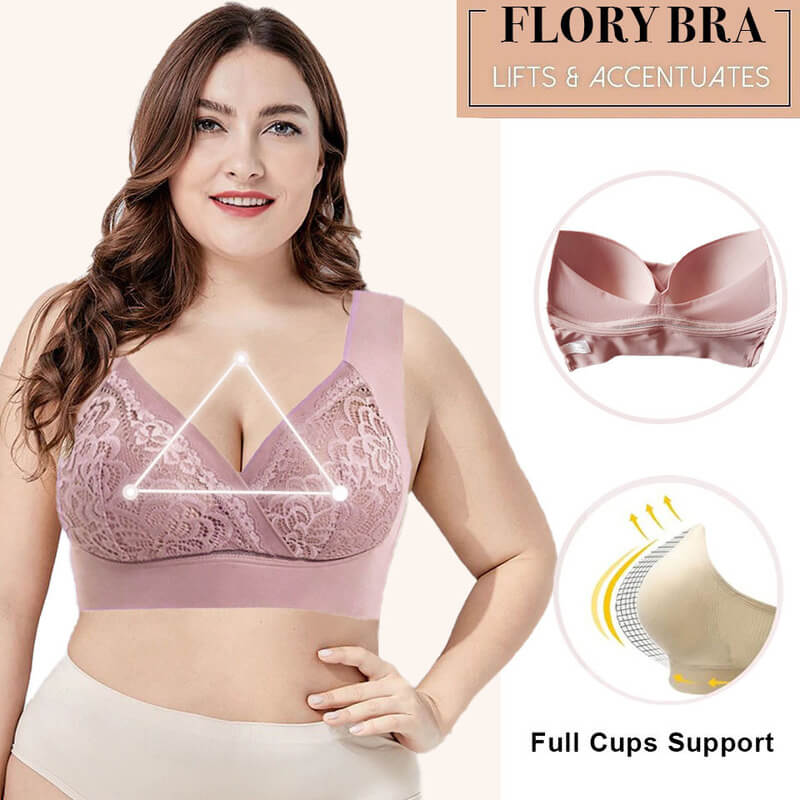 rosy lift plus size comfort extra elastic wireless support lace bra 22