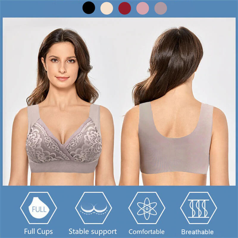 rosy lift plus size comfort extra elastic wireless support lace bra 23