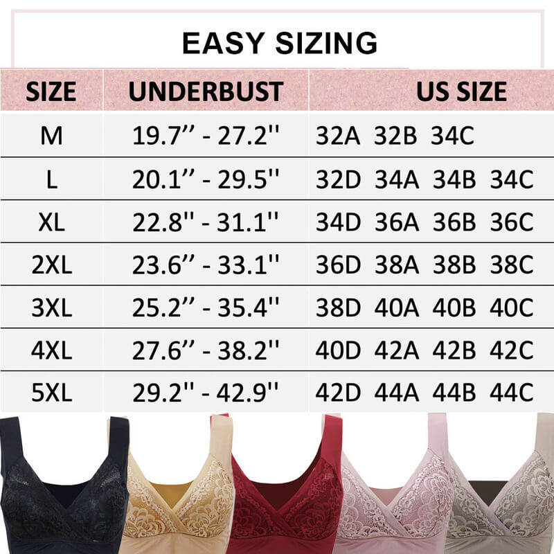 rosy lift plus size comfort extra elastic wireless support lace bra 26