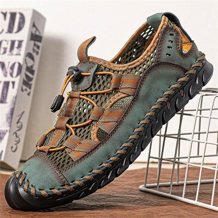 mens sandals closed toe mesh splicing outdoor leather sandalsdsr0p