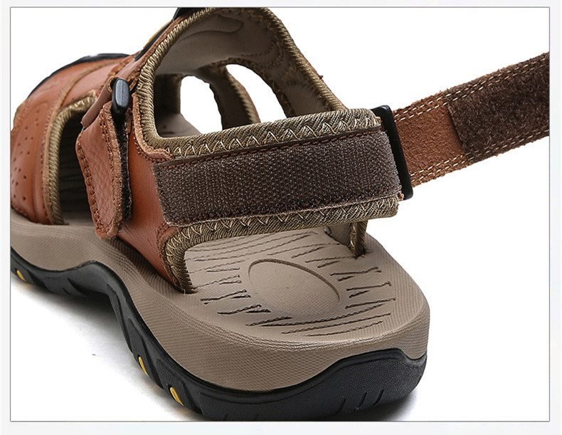 Posqure Men Orthopedic Leather Hiking Sandals