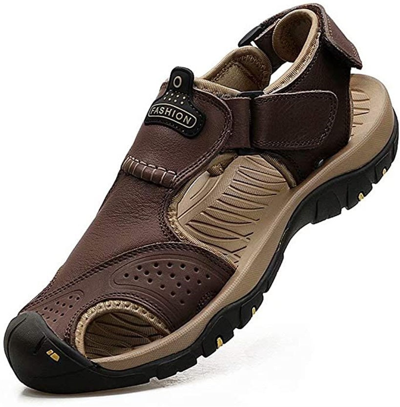 posqure men orthopedic leather hiking sandalso5ppm