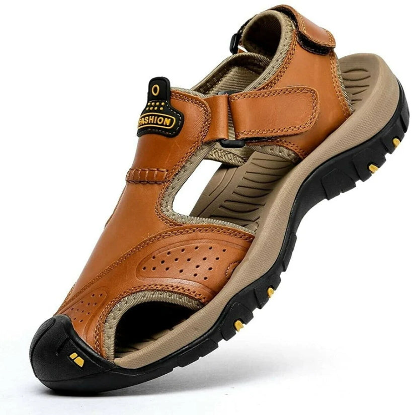 posqure men orthopedic leather hiking sandalsswnbn
