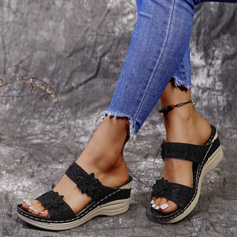 women casual shoes vintage flower fish mouth sandals34o4p