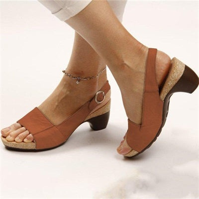 womens elegant low chunky heel comfy sandals ng40w