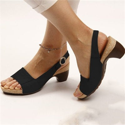womens elegant low chunky heel comfy sandals wusbk